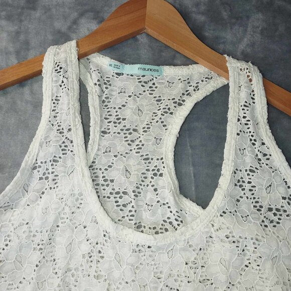 Maurices Women's XXL White Boho Lacy Conquette Preppy Babydoll Fairy Tank Top - Picture 5 of 9